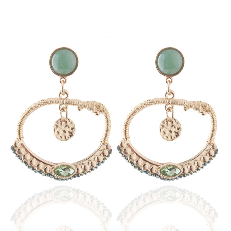 NeeFu WoFu Drop Natural Stone Crystal Charm Earring Dangle Zinc Alloy Large Long Brinco Manual Ear Accessories