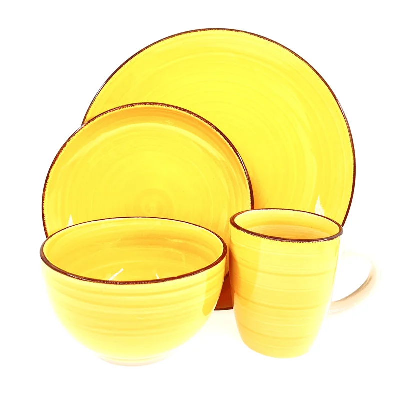 European style reactive glazed ceramic tableware reactive glaze stoneware dinnerware set 16pcs
