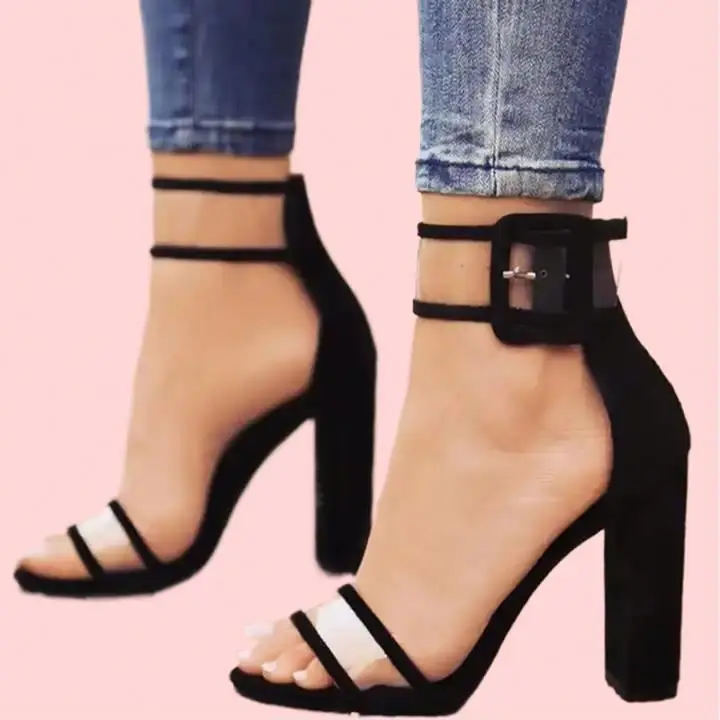 High Heel Sandals For Women Open Toe Ankle Buckle Strap Sexy Ladies Party Shoes with Zipper Closure and Love Style Pattern