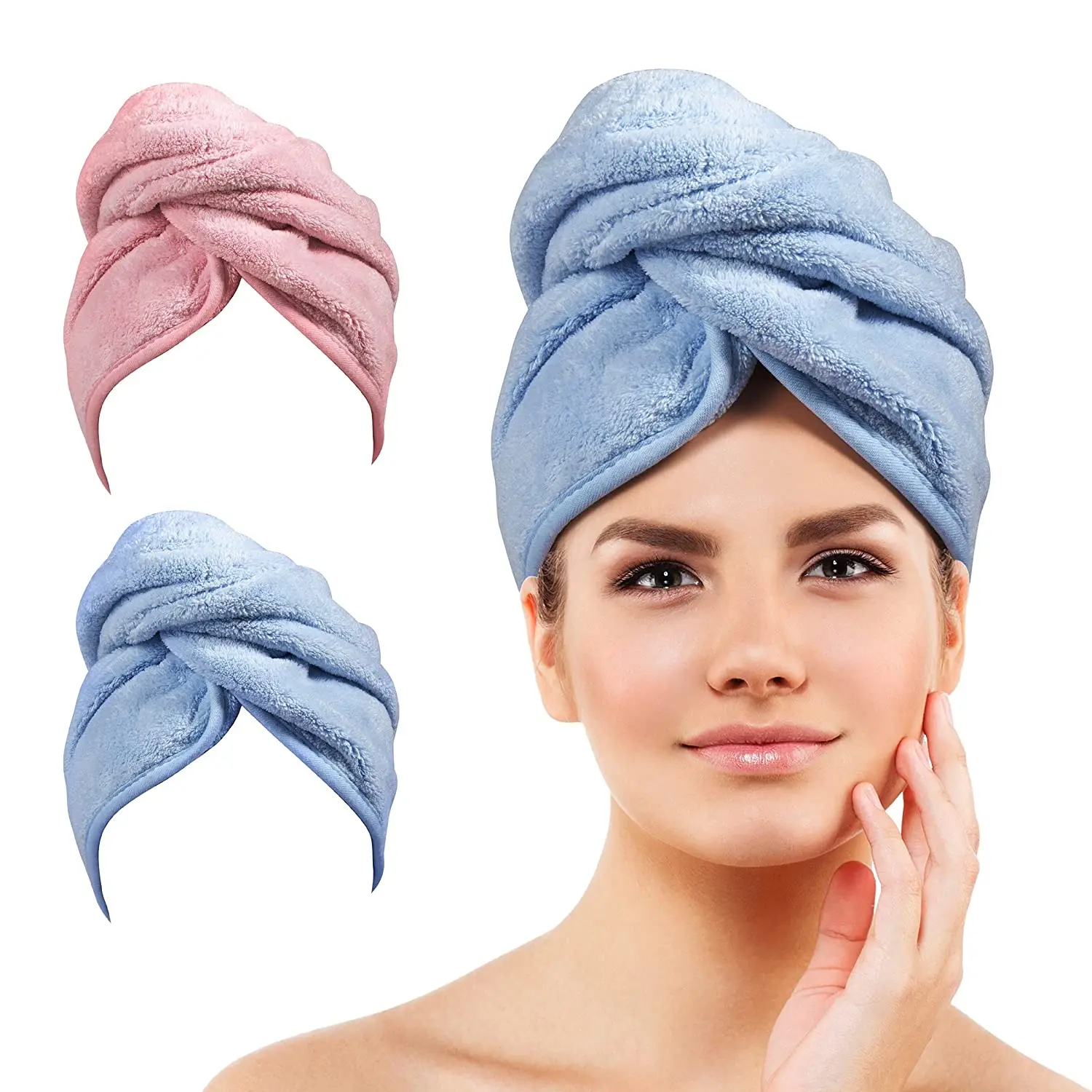 Best selling custom logo fast long hair drying microfiber dryer hair wash towel wrap turban