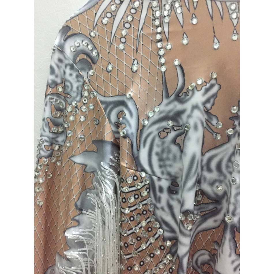 2022 Women Club Wear Sexy Rhinestone Romper Floral Woman Bodycon Clubwear Ladies Romper Tassel Crystal Embellished Jumpsuit