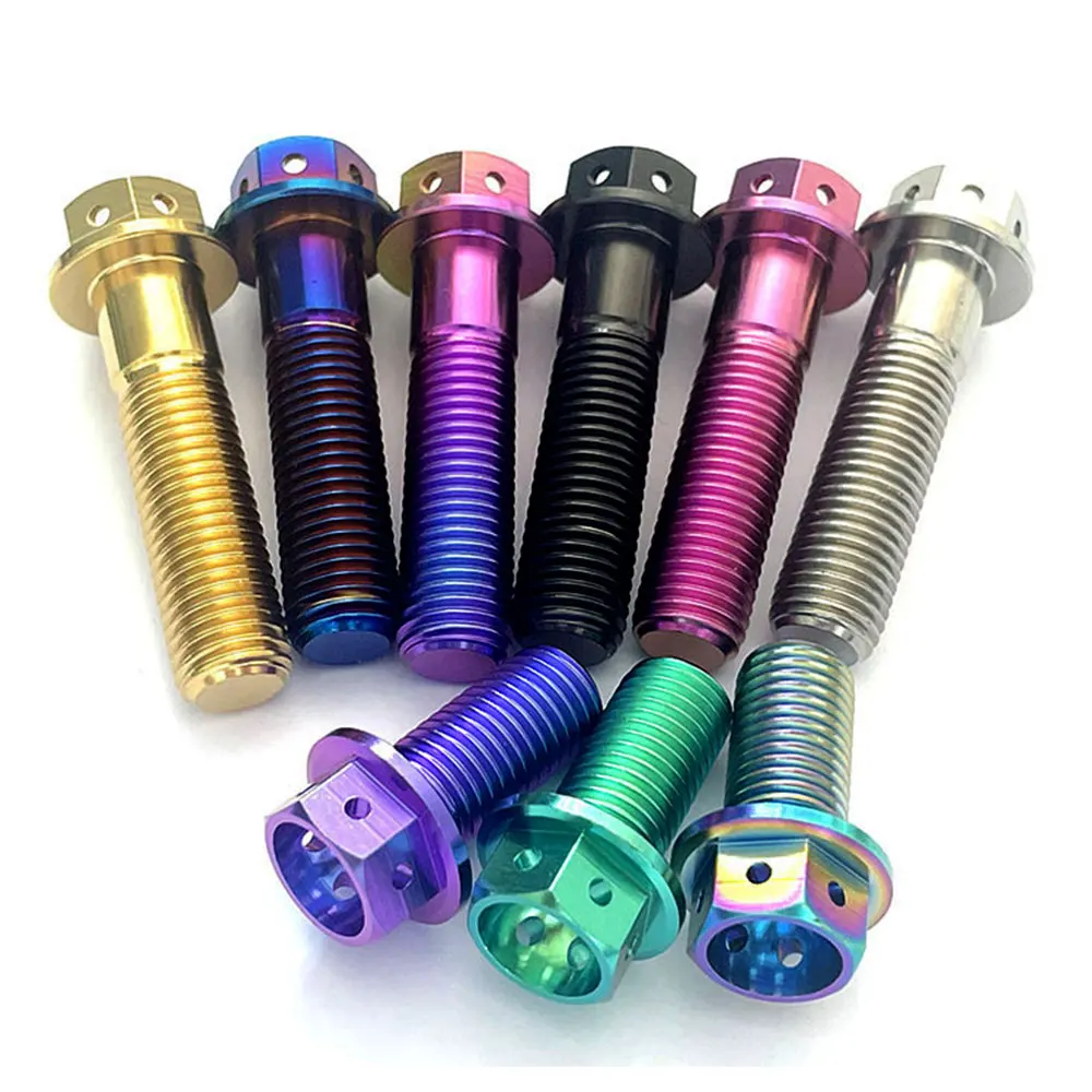 Hot Selling Gr2 Gr5 Grade 2 Grade 5 Titanium Alloy Steel Anodized Serrated Hexagon Head Flange Bolt Din6921