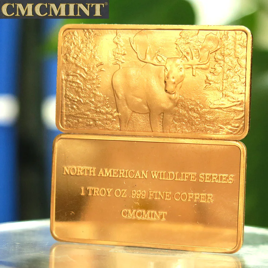 copper wholesale price 1 oz 999 Fine Pure Copper Moose Bullion Bars A78