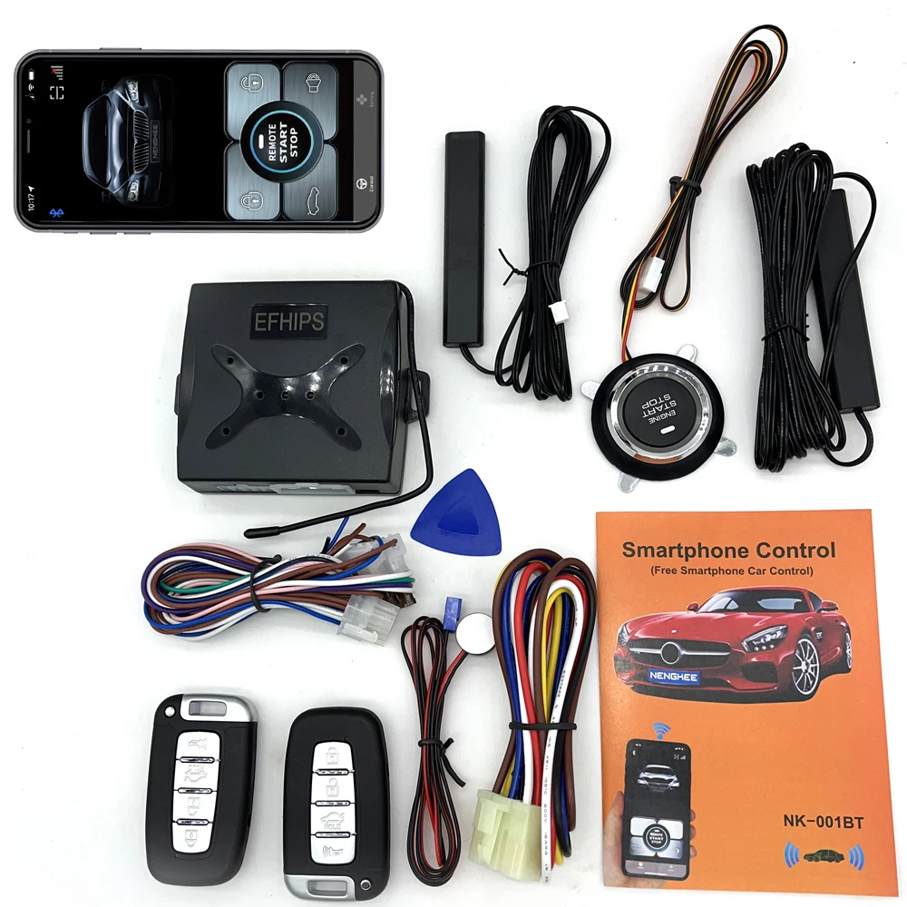 12V Car Alarm Passive Keyless Entry Remote/Smart Phone APP Start/Stop Engine System Central Locking Car Engine Start Stop Button