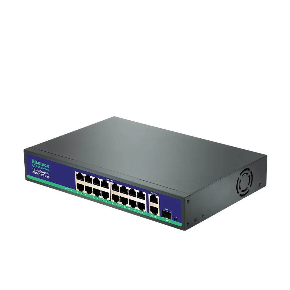 OEM 250m 16 Port AI Watch Dog CCTV Unmanaged Managed Network Ethernet PoE Switch 48V for Hikvision IP Camera