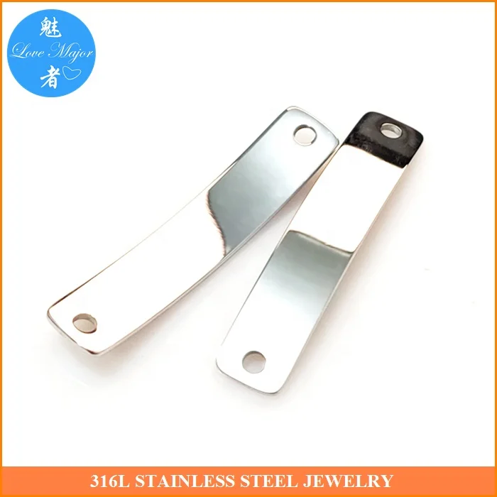 Blank Engrave-able Shine Polished Two hole Stainless Steel Jewelry Plaque Connector Fashion Jewel Findings