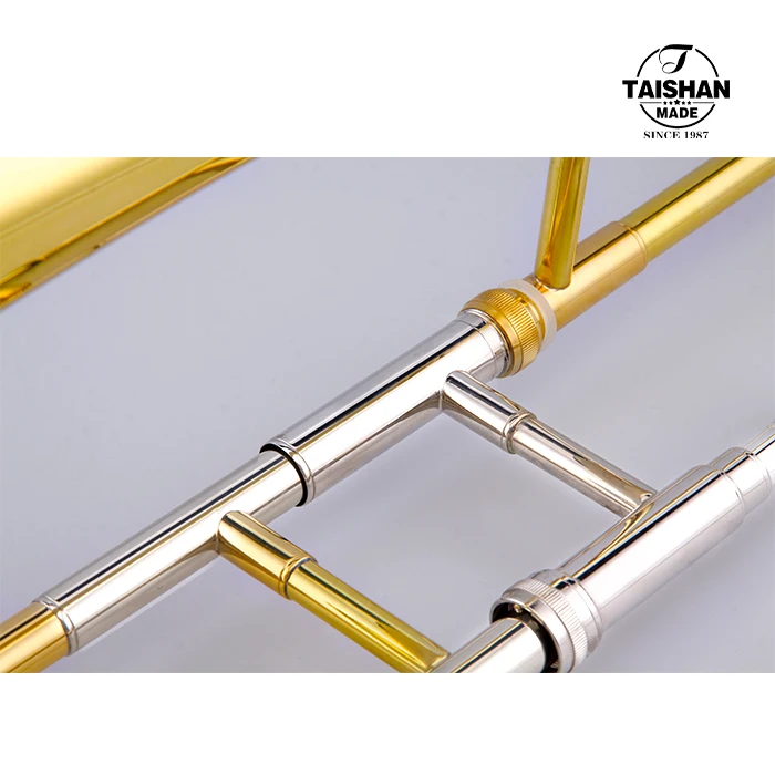 Gold Lacquer Bb Tone Slide Alto Trombone with Yellow Brass Key