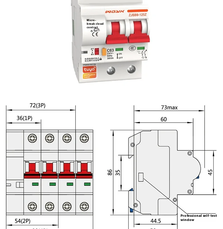 High Quality WiFi Wireless TUYA Smart 2P 20A 25A 32A 40A 63A 80A 100A 125A MCB Circuit Breaker for Home Factory