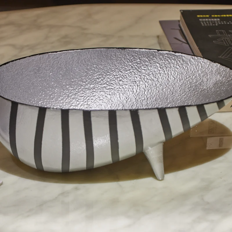 Nordic Black & White Stripe Metal Tray Ornament for Home Decor for Congratulations Occasion