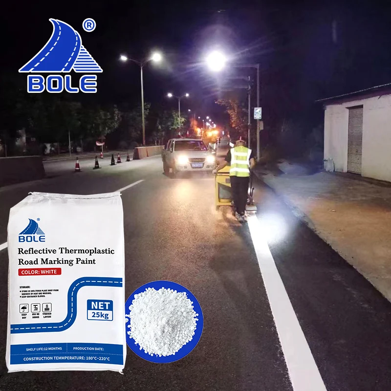 Quick drying white reflective traffic paint 10% mixed glass beads hot melt road marking paint