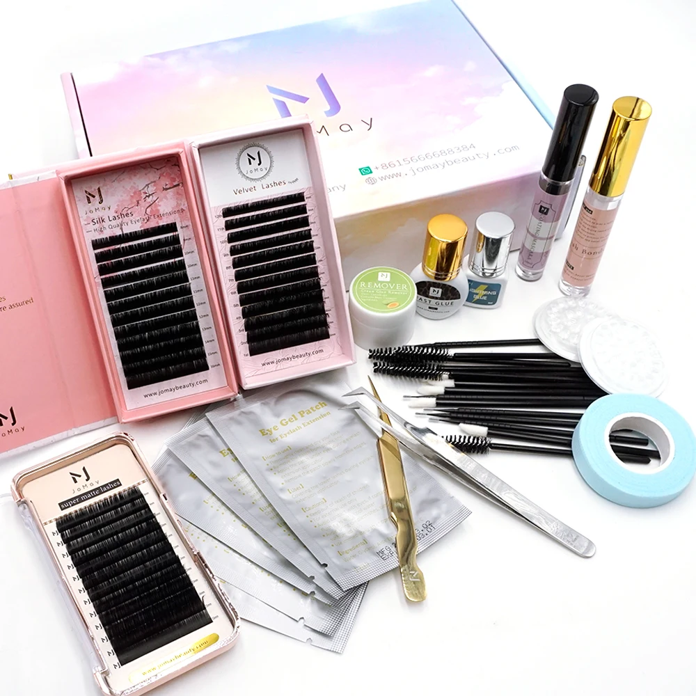 Jomay fake eyelashes kit sets to make individual faux luxury lashes extension cluster set lashes full eyelash beginner kit