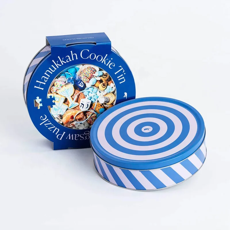 Hot Sale Round Metal Cookie Tin With Lid Food Grade Butter Cookie Biscuit Chocolate Metal Cans Sweets Baking Cake Tins