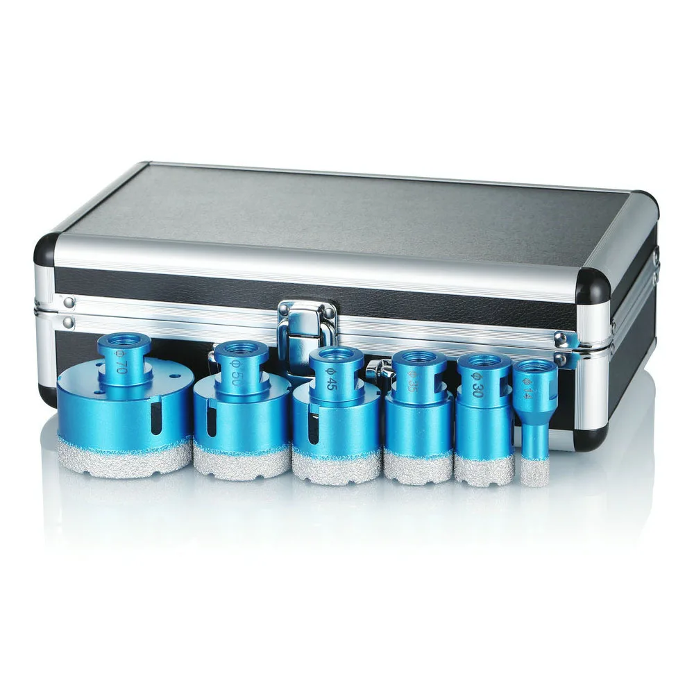 M14 Steel Diamond Core Drill Bit Set Vacuum Brazed Tiles Cutting Bit & Hole Saws Kit for Concrete Granite Marble Glass