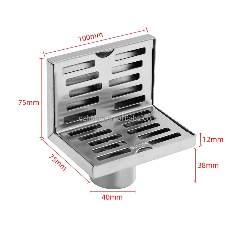 304 Stainless Steel Deodorant 90 Degrees Balcony Drainage L-Shape Wall Side Shower Drain