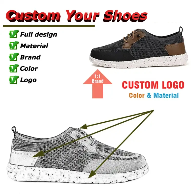 Walking Style Shoes Custom LOGO Driving Shoes for Men Size 48 Breathable Casual Slip on Loafers Flat Boat Shoes Sneakers 2024