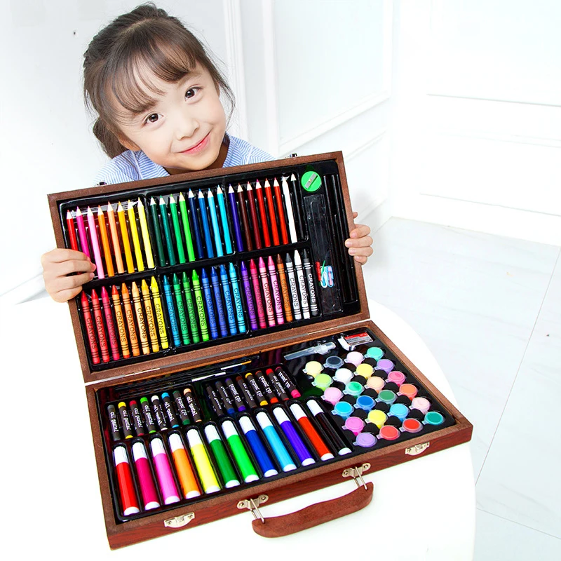 Hot Sale Double Layer Stationery Art Set, 130 Pieces Stationery Tool Kit For Adult, Kids And Painter Office Stationery Set
