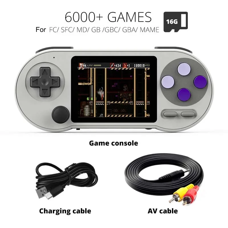 3 Inch IPS Handheld Game Console Mini Portable Player Built-in 6000 Retro Games Support AV Output