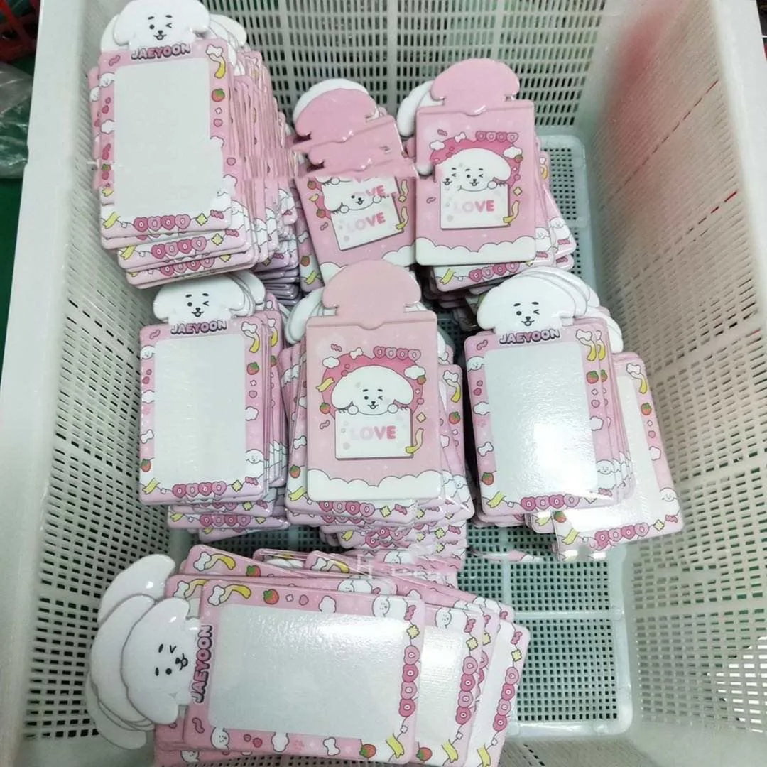 cute club photocard holder embroidered fabric rabbit fox doll fluffy collect card holder kpop plush photocard holder