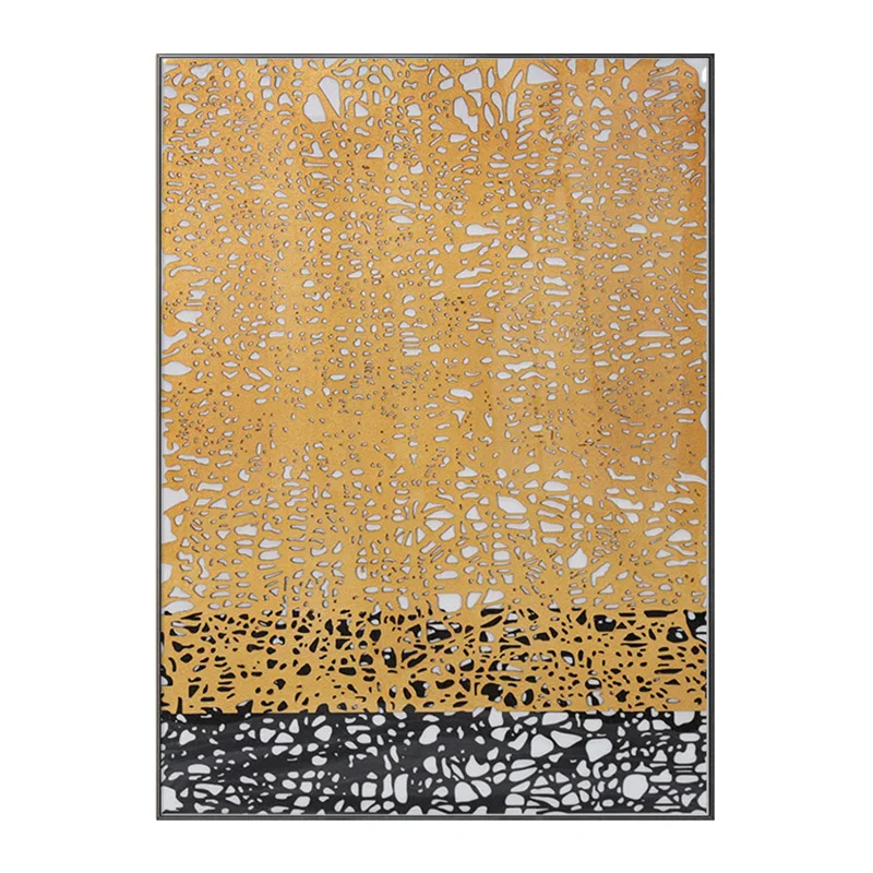 Wall Art Light Luxury Golden 3d Three-dimensional Carved Sandstone Hand Painting Wood Art