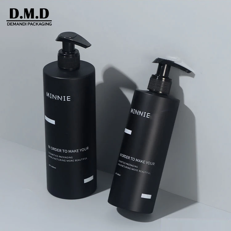 Private label 300ml 10 oz cosmetic shampoo bottle pet 500 ml matte white black luxury body lotion bottle with gold pump