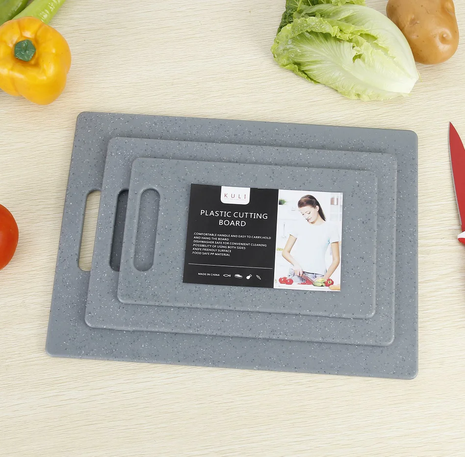 
Hot sale universal household restaurant colorful multiple sizes and shapes 3pcs plastic cutting board chopping board set 