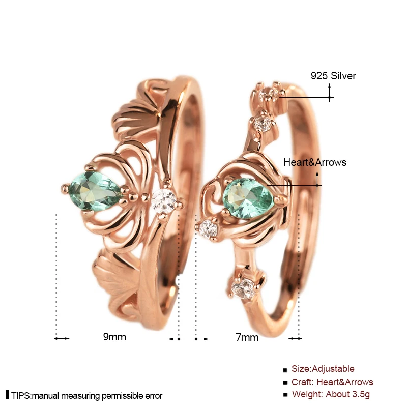 ML92+JL03 Cute cartoon 925 silver green color little mermaid sea-maid princess ring series with the same necklace jewelry set