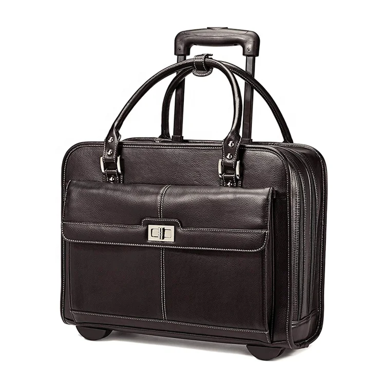 buy 2019 best best black office carry on leather laptop business trip travel suitcase on wheels
