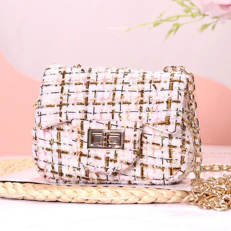 High quality stylish chains Sweet small Girls purse  winter women luxury mini handbags for kids