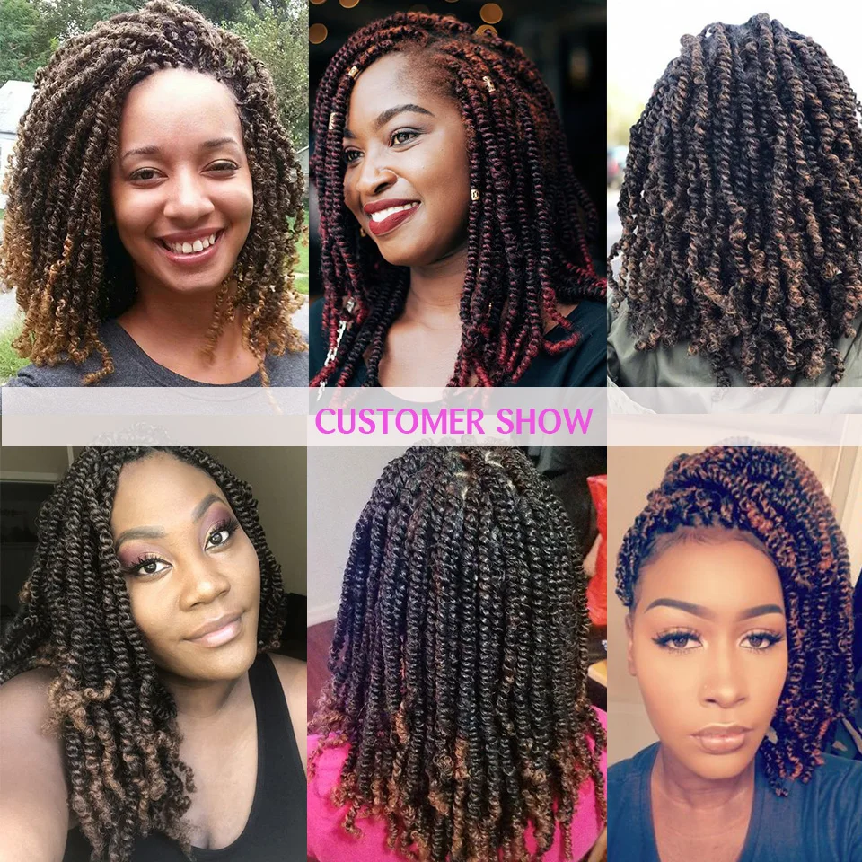8 Inch Fluffy Spring Twists Braiding Passion Twist Crochet Braids Bomb for Black Women #27 Spring Twist Crochet Hair