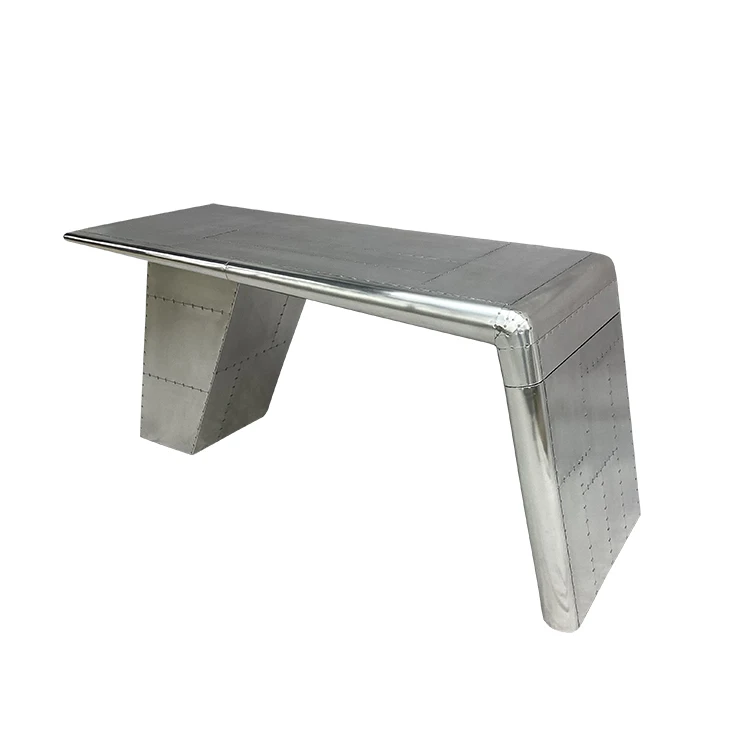 Vintage Attractive Aluminum Cover Aviator Wing Desk Metal Aircraft Desk for Office Aviation Furniture