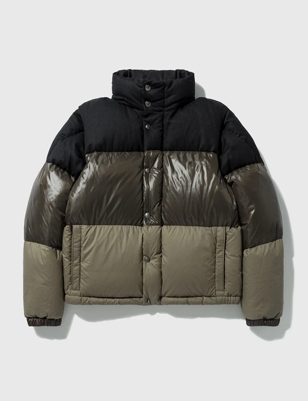 2022 Wholesale patchwork men down padded parka puffer jackets army green custom detachable sleeve winter bubble coats