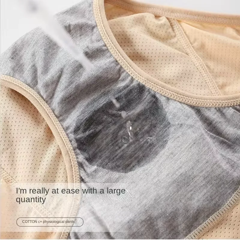 Plus Size Menstrual Panties Bamboo Fiber Elastic High Waist Breathable Sexy Underwear Period Panties Mid-Rise