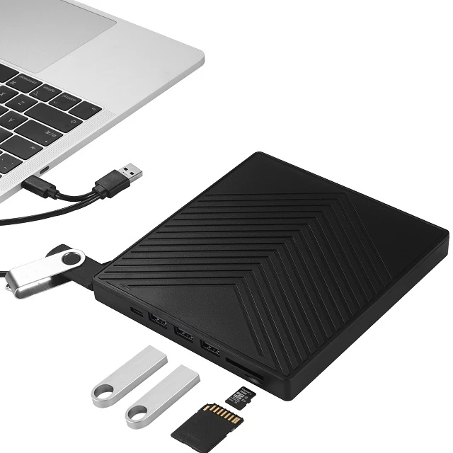 new 7 in 1 External DVD Player Plug and play dvd burner with HUB cd Drives for Latest Notebooks,Optical Drive