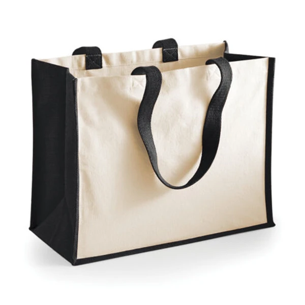 
Black handle jute bag custom print promotional 100% cotton canvas tote bag wholesale 