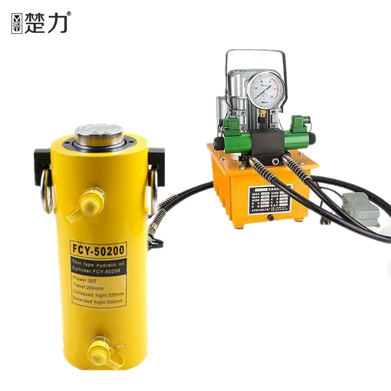 
Double-circuit hydraulic floor bottle jack for separated large tonnage engineering bridge construction lifting tool 