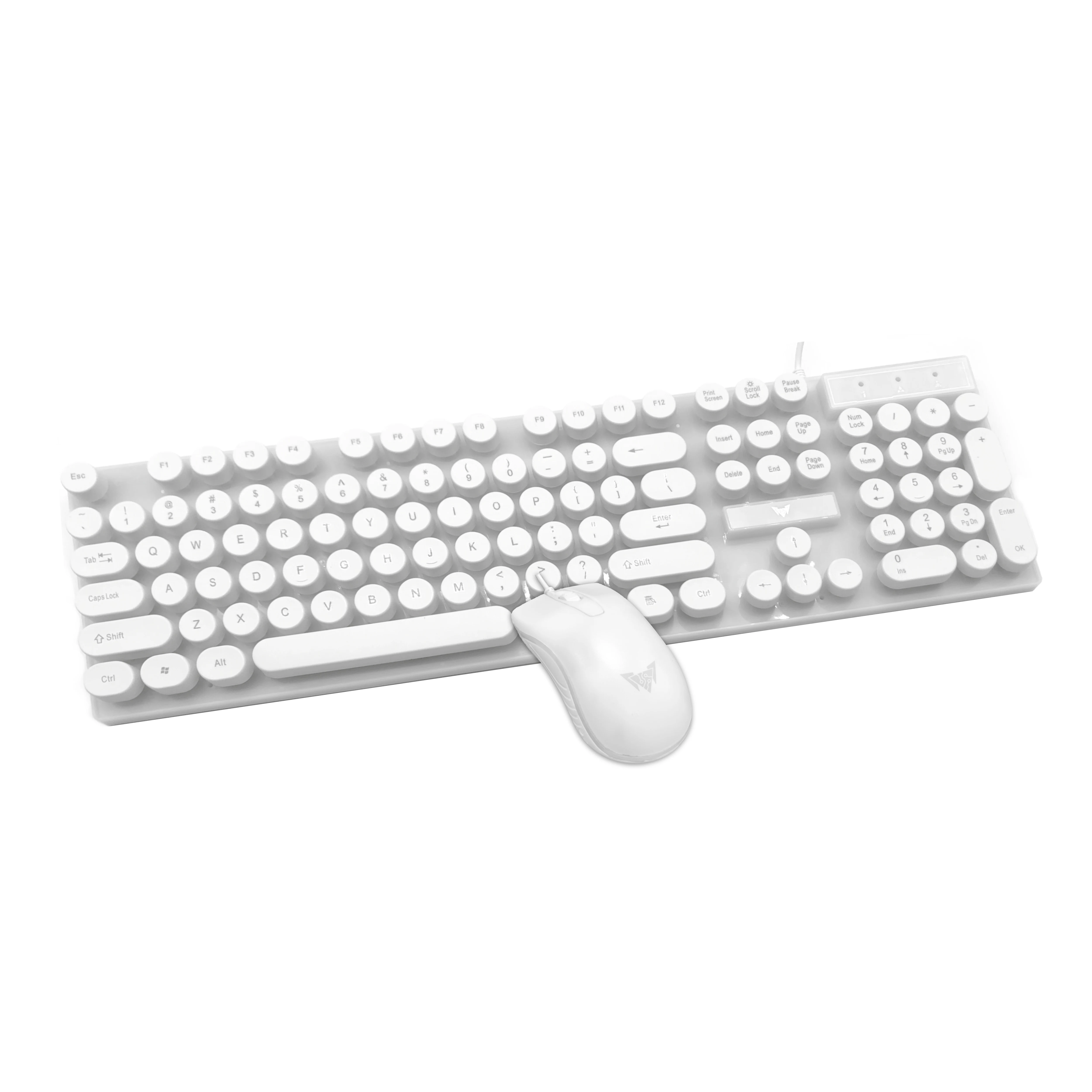 Mechanical keyboard mouse gaming combo with led light round shape button gamer keyboard with mouse