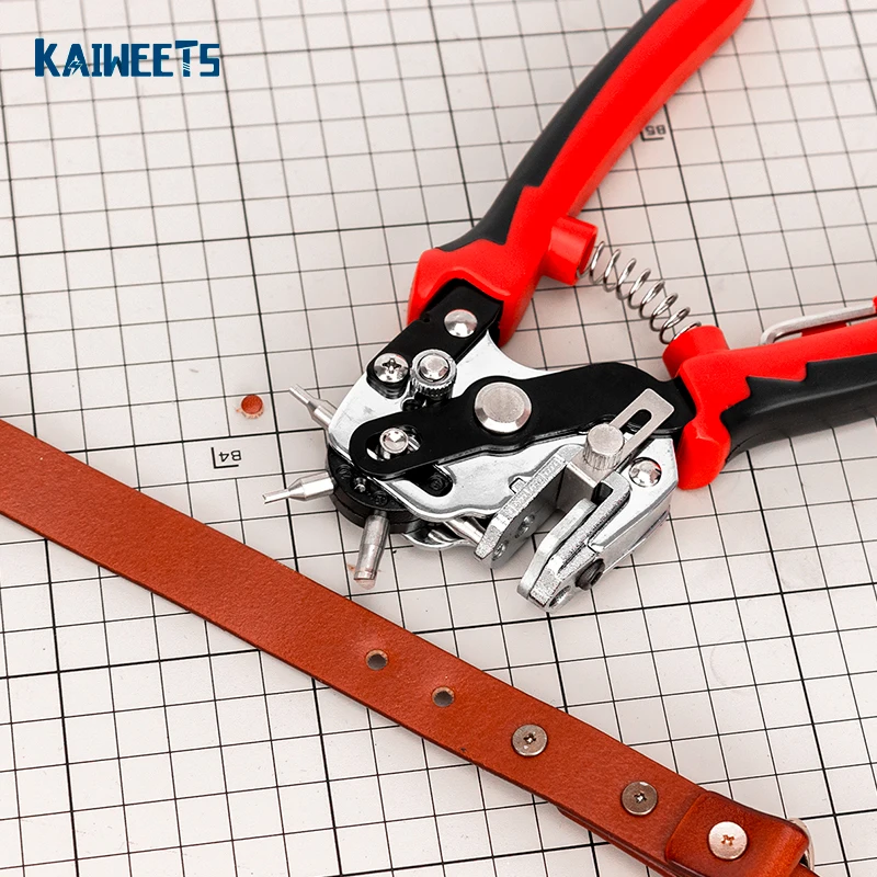 Leather Belt Hole Punch Set with 6 Holes Size Tool for Revolving Leather Belt Hand Hole Puncher