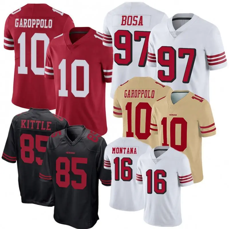 10 Jimmy Garoppolo jersey 97 Nick Bosa 85 George Kittle 16 Joe Montana Football jerseys