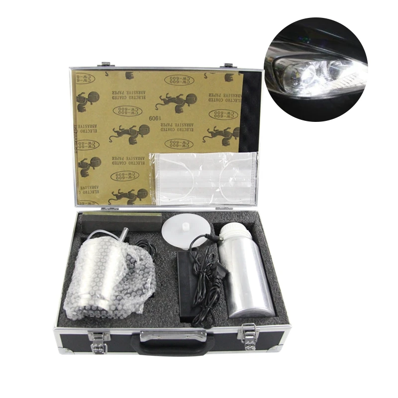 Комплект для ремонта автомобильных фар с зарядным устройством переменного и постоянного тока