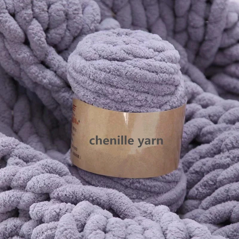 popular hot-selling white chunky hand crochet polyester chenille yarn