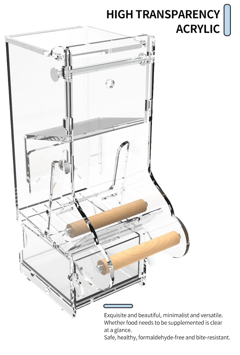 Acrylic Bird Feeder Bowls Pet Food Containers Plastic Box Transparent Clear View Window Plastic Eating Plastic Trays S.M