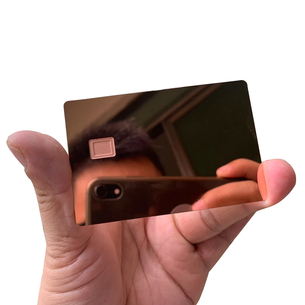 Fast Shipping Mirror Gold Silver 4442/4428 Chip Credit Card Blank Square Slot Metal Card Hot Sale