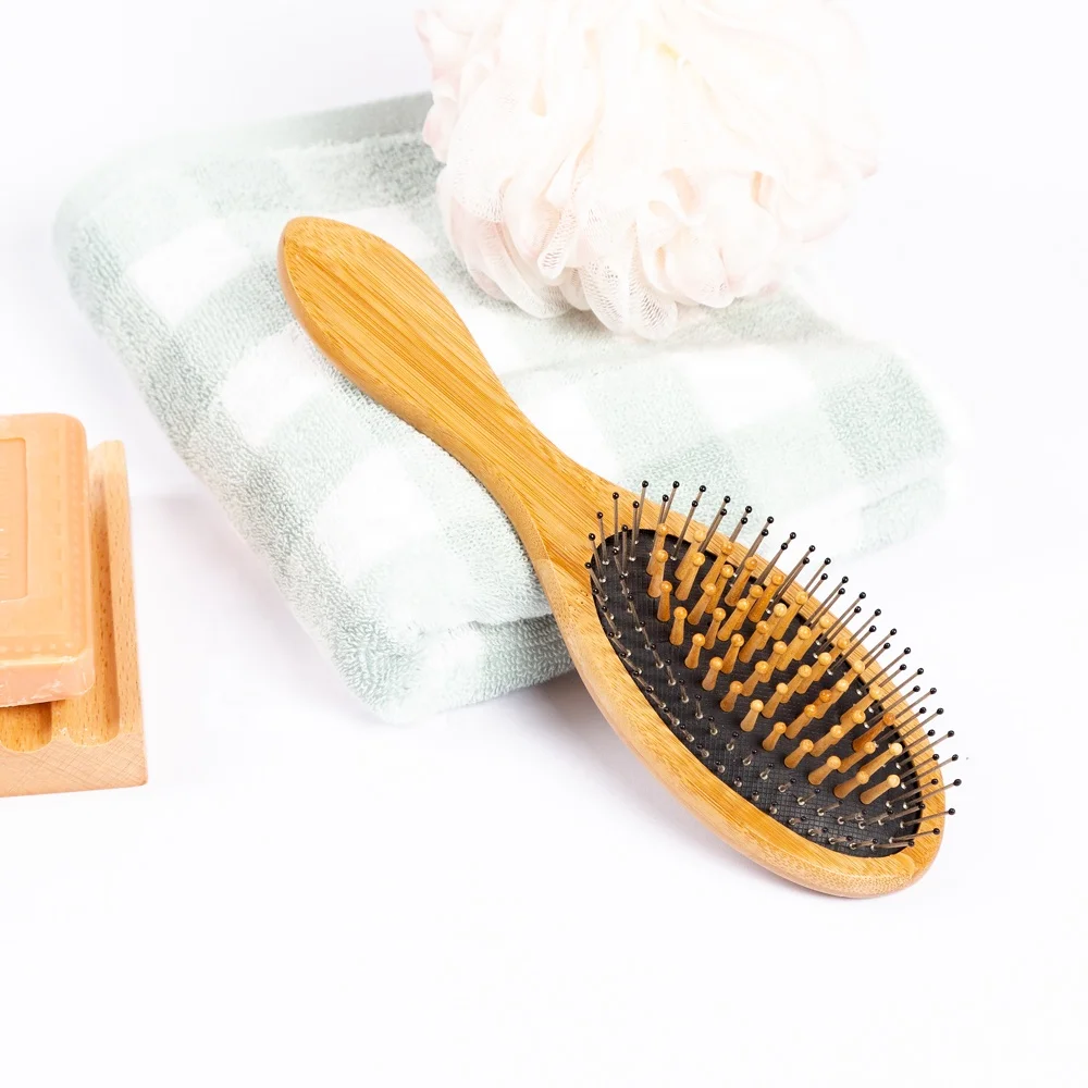 Homtak Bamboo square air bag massage solid wood stainless steel needle comb