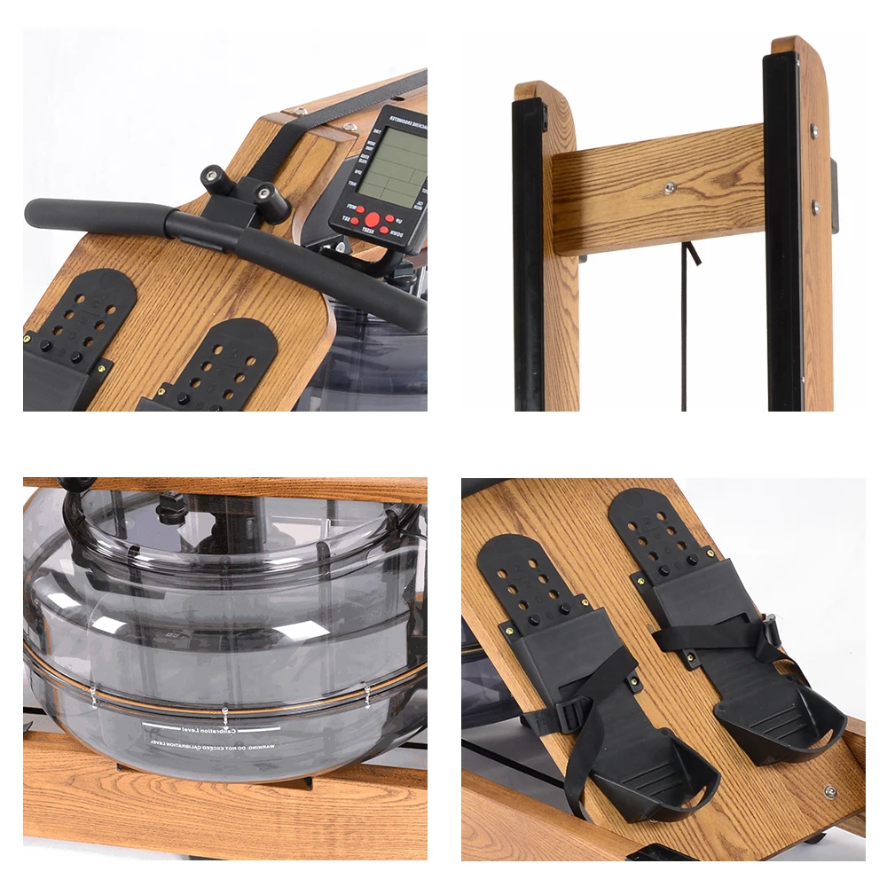 
Indoor Cardio Gym Exercise Wooden Frame Equipment Healthy Sports Water Rower Resistance Fitness Rowing Machine 