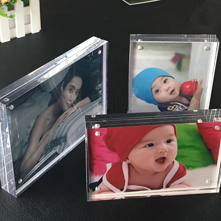 Customize Clear Acrylic Family Magnet Girls Boys Photos Acrylic Photo Frame Desktop Show