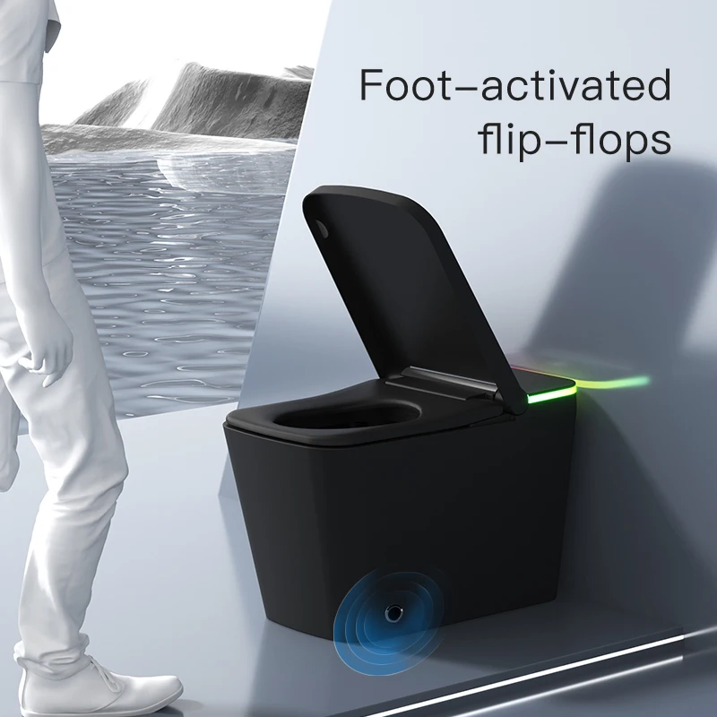 New design automatic ceramic bathroom electric inodoro square black smart wc toilet bowl bidet intelligent black smart toilets