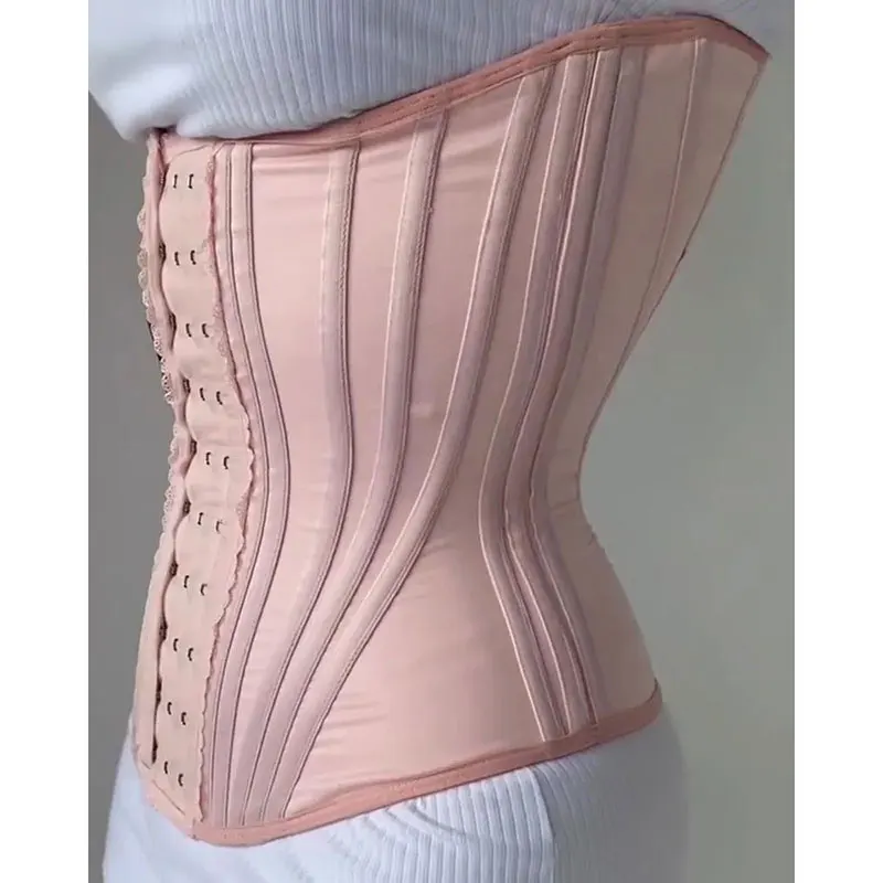 Hourglass Steel Bone Girdle Latex Waist Trainer For Women Zipper And Hooks Corset Sport Cincher Steel Bones Lower Belly Fat