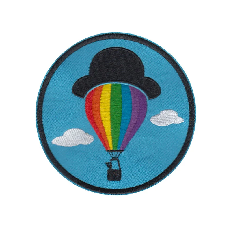 
Rainbow colorful round velvet cartoon image logo school uniform embroidery patch 