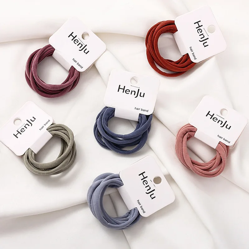 6 Pieces Soft High-stretch Hair Rope Seamless Hair Loop Korean Minimalist Rubber Band Set Accessory Does Not Hurt hair for kids