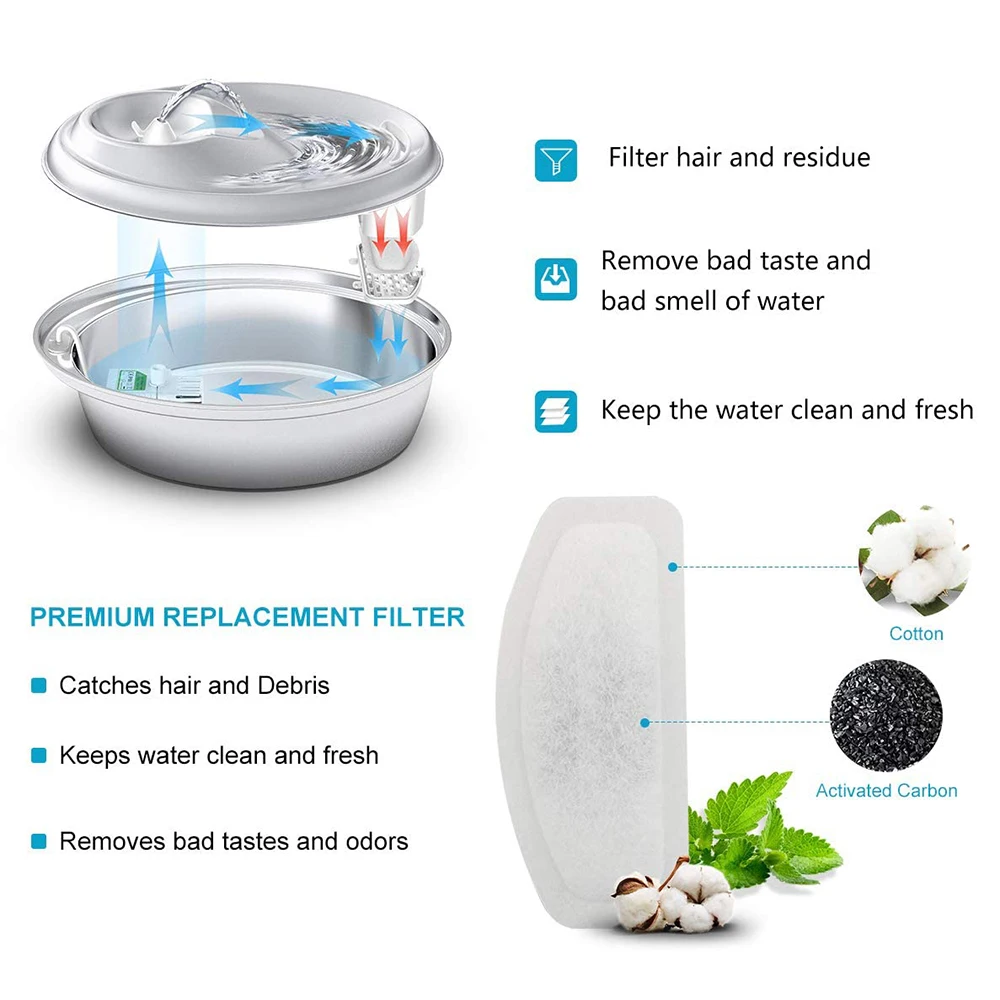 Cat Water Fountain Stainless Steel Pet Drinking Fountains 3L Automatic Pet Water Fountain with Intelligent Pump